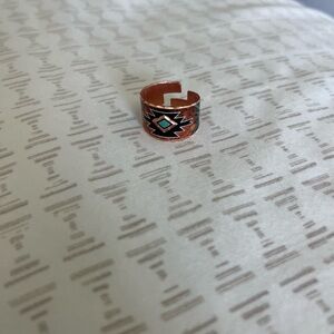 Copper Adjustable Ring with Geometric Design